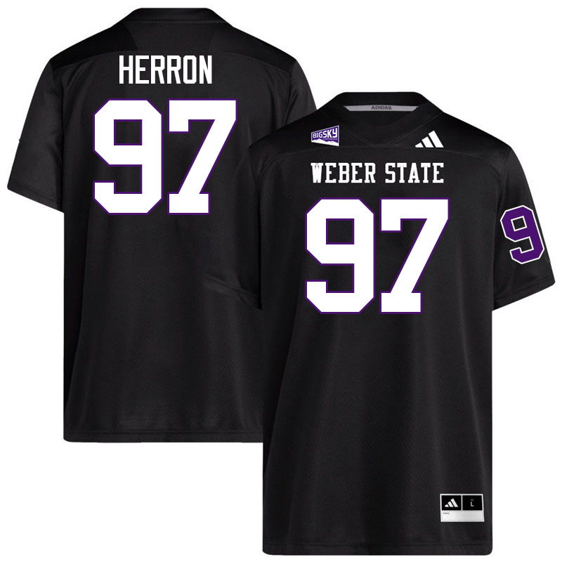 Weber State Wildcats #97 Matt Herron College Football Jerseys,Uniforms Stitched-Black